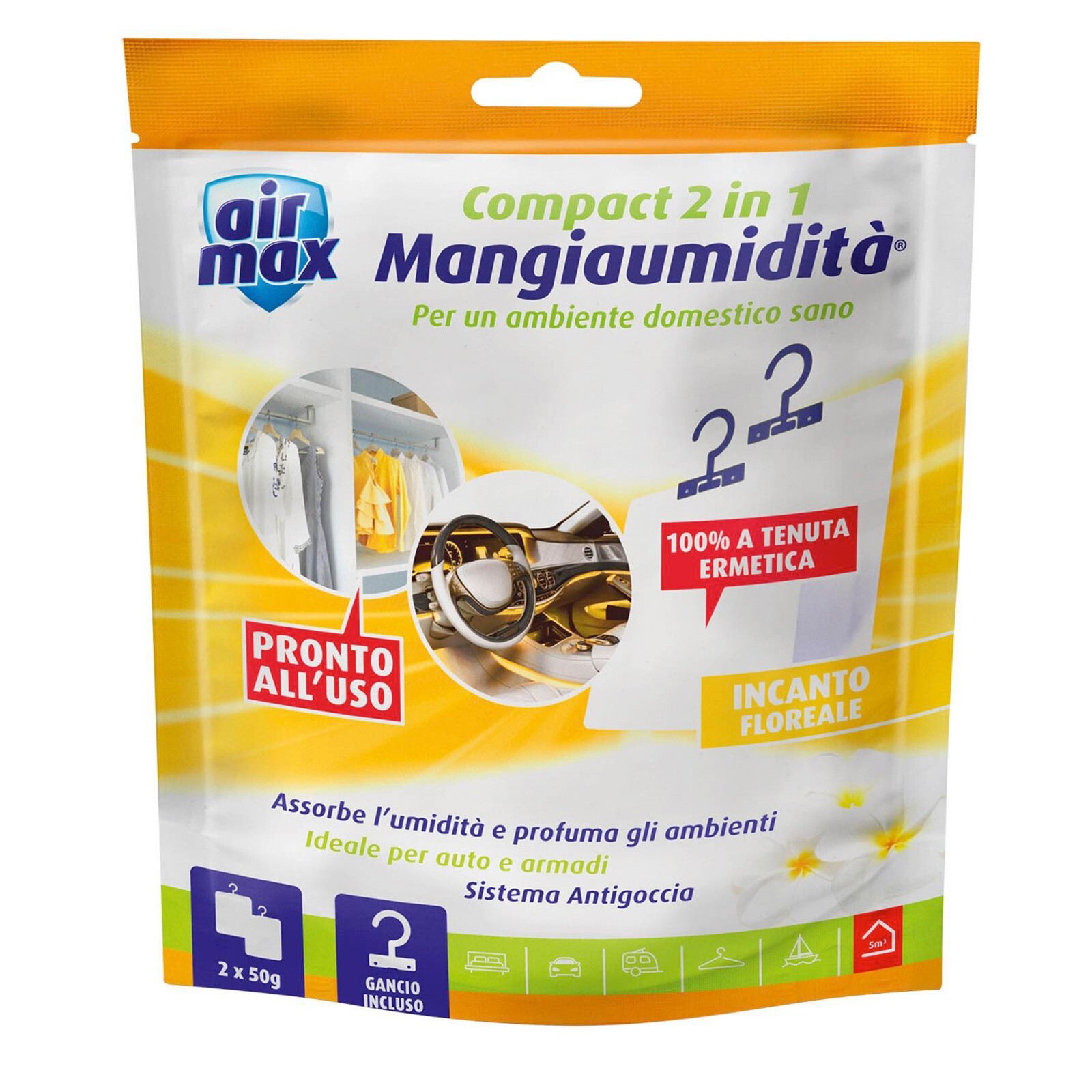 Mangiaumidità Appendibile Compact 2 in 1 Essenza Incanto Floreale Air Max 2 pz