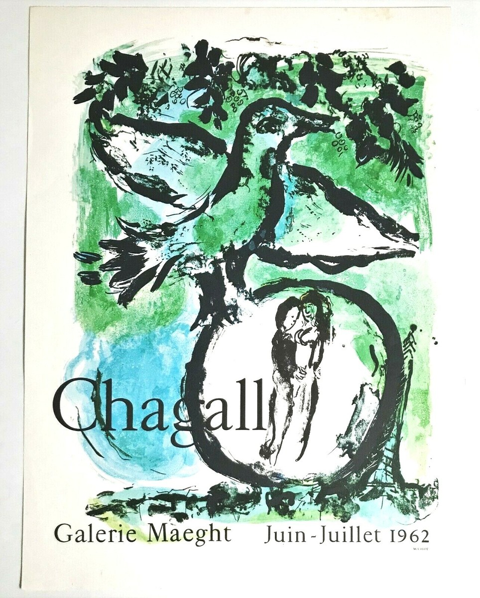 絵画 Chagall MARC CHAGALL 1962 LITHOGRAPH Vtg Marc Chagall Lithograph Poster Series A Reproduction Galerie