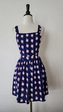 Urban Outfitters Dress New Size Medium Blue Bird Owl Cottage Retro Fairy