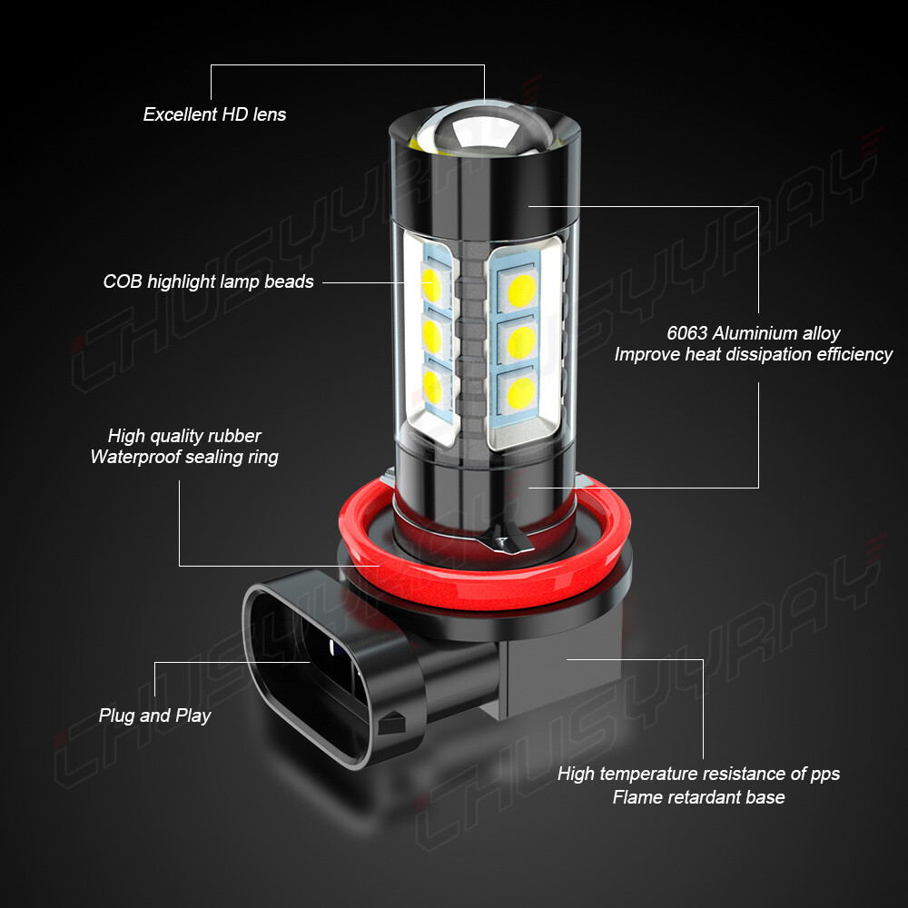 Fanless 2x H11 LED Fog Lights for Mercedes-Benz E320 2003-2009 GLA250 2015-2019