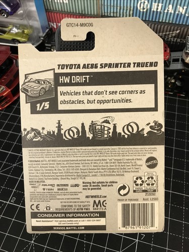 Hot Wheels HW Drift Toyota Falken AE86 Sprinter Trueno - Black - Picture 4 of 4