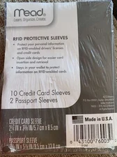 MEAD 12 Pack RFID Blocking Sleeves. 10 Credit Card & 2 Passport Protectors
