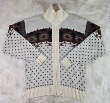VINTAGE LONDON FOG Cardigan Sweater Mens LT Geometric 100 Acrylic