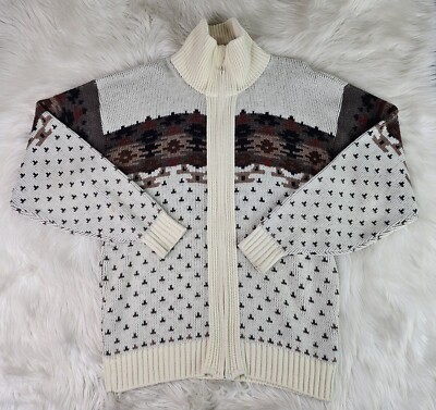 VINTAGE LONDON FOG Cardigan Sweater Mens (LT) Geometric