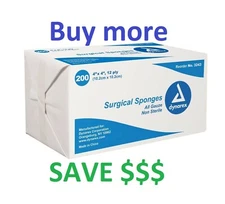 DYNAREX 4"x4" 12 PLY NON-STERILE GAUZE SPONGES PADS 200/PK  #3243
