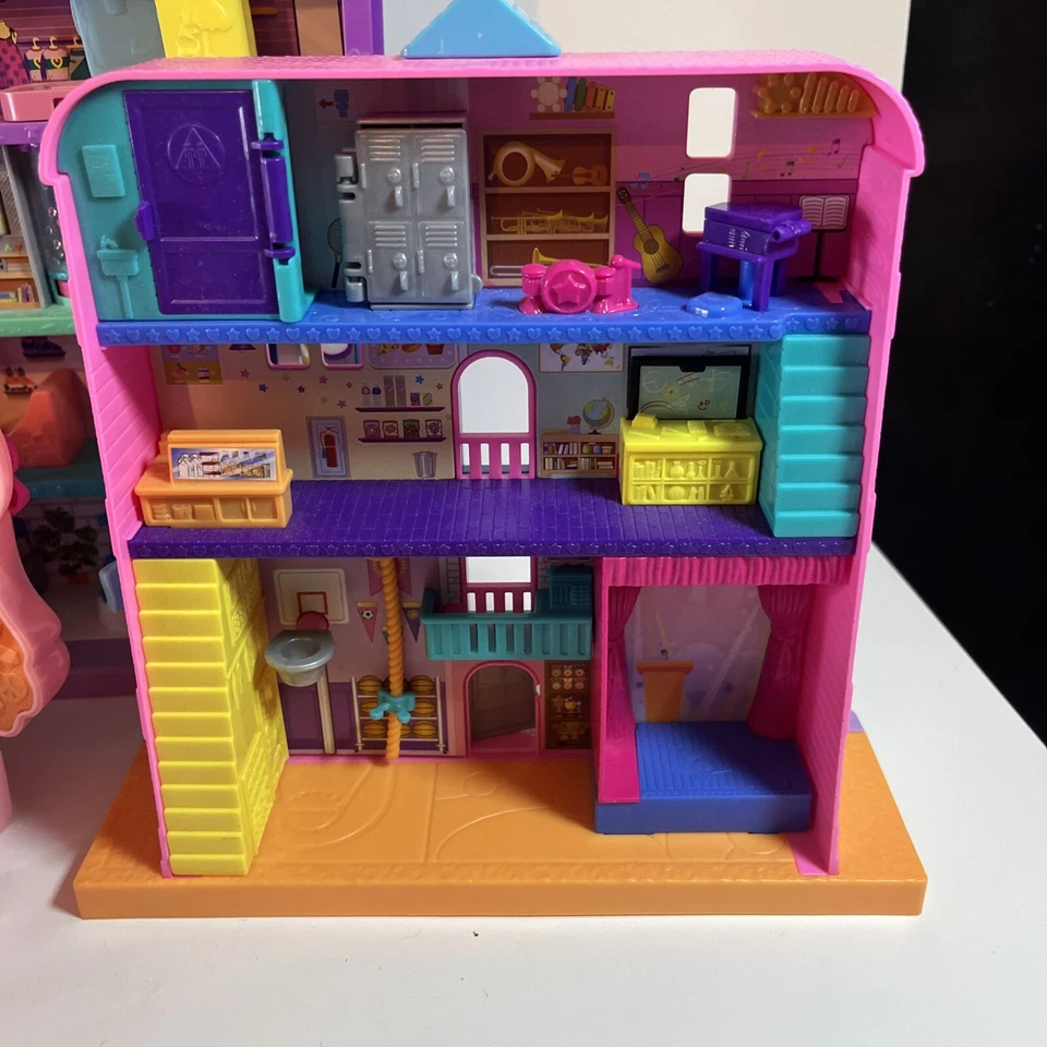 Polly Pocket Compacts Lot Dolls Clothes Playsets Mega Mall Middle School - Image 3 of 4