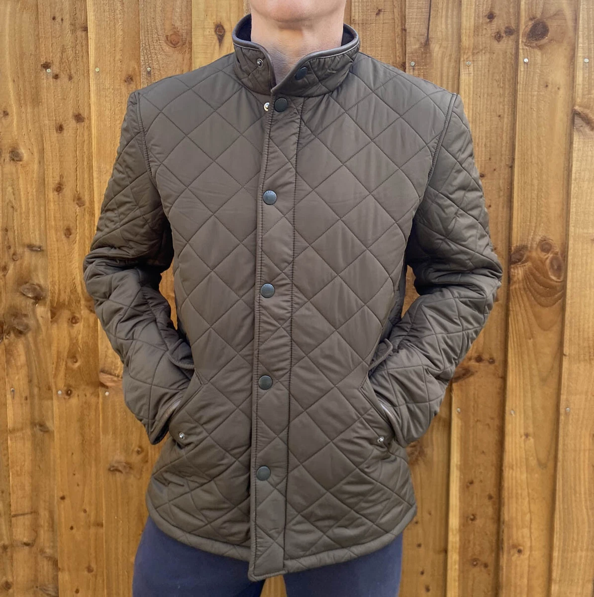 Barbour International Mens Powell Quilted Jacket in Olive RRP 185