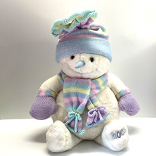 Toys R Us Snowman Plush Animal Alley Christmas Scarf Hat Gloves Knitted 2002 VTG