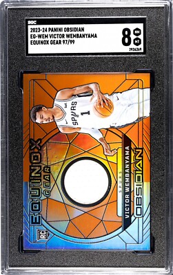 Victor Wembanyama 2023-24 Panini Obsidian No.EG-WEM #97/99 SGC 8 Relic Card
