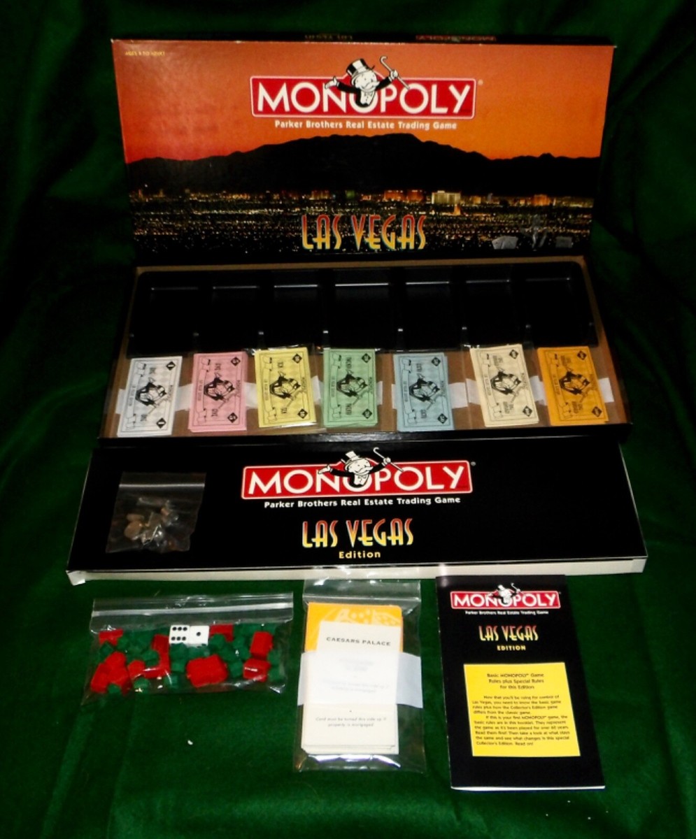 1997 HASBRO MONOPOLY LAS VEGAS EDITION COMPLETE w/8 PEWTER TOKENS