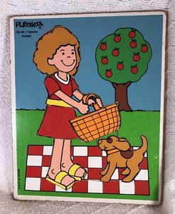 Vintage Picnic Children’s Playskool Wooden Jigsaw Puzzle