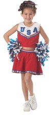 Cute Patriotic Cheerleader Child Deluxe Costume, Size Extra Small Free Shipping