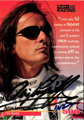 1996 SkyBox Indy 500 #61 Arie Luyendyk Signed Autographed