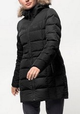 Jack Wolfskin Women's Baffin Island Coat Windproof Jacke Mantel Kapuze Schwarz