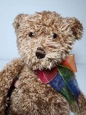 Gund Bearessence Teddy Bear 4890 Brown Tan Plush Rainbow Bow Stuffed Animal
