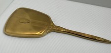 Vintage Gold Tone Handheld Mirror Ornate 12.5  By 4.5 Inches Beauty