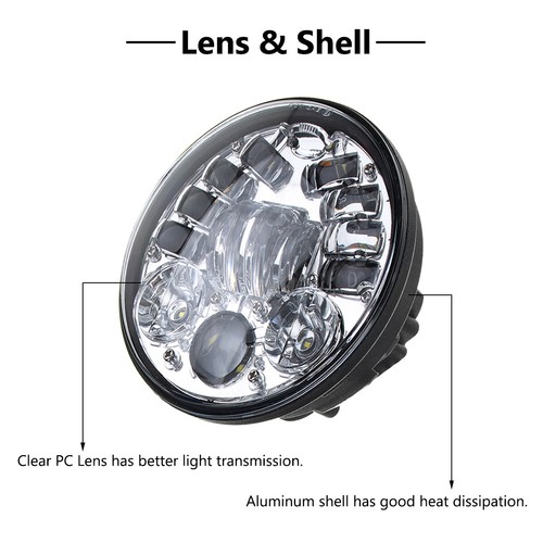 Luz LED delantera 70W HARLEY dyna breakout fatboy 5.75 pulgadas 6000k 3500L - Afbeelding 3 van 7