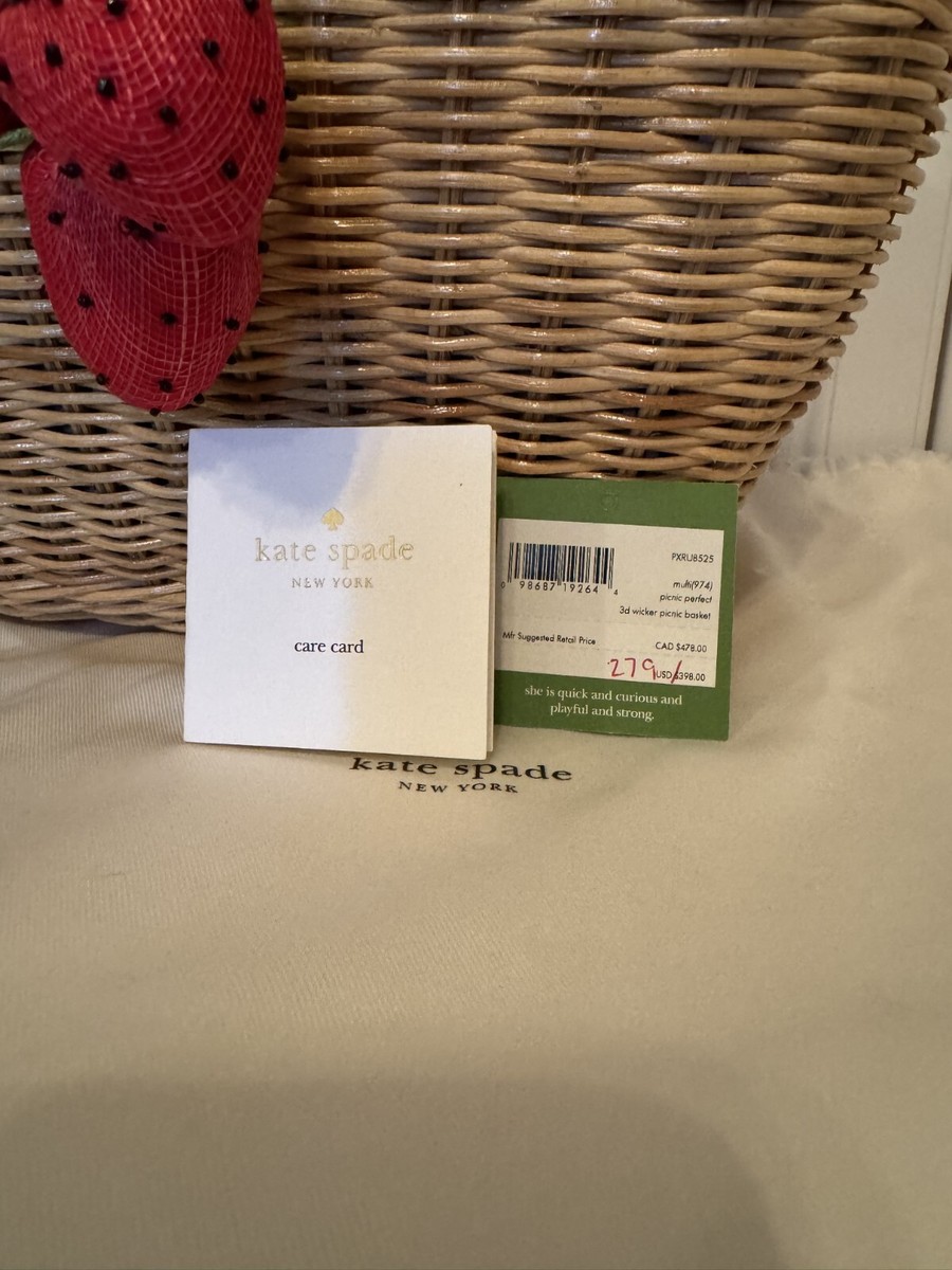 KATE SPADE PICNIC PERFECT 3D WICKER 🍓STRAWBERRY 🍓 BASKET