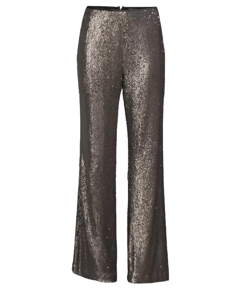 Nanette Lepore PASHA SEQUIN straight leg PANTS IN GUNMETAL size 2 - Image 2 of 4