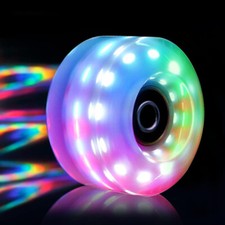 8Pack Multicolor 32x58 82A Quad Light Up Roller Skate Wheels Bearings Installed