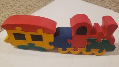 Shumee Jigsaw Multicolor Big Block Train and Caboose Puzzle for Kids