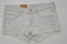H M Denim Cut Off Boyfriend Shorts Size 4 Embellished New