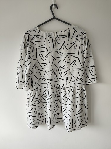 Bnwt JD William Ladies Blouse top Size 18 White Black Boho Summer Short Sleeve - Picture 7 of 10