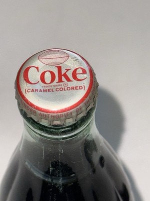 1966 Coca-Cola Coke Full SEALED 12oz Glass Bottle * w/ NFL Football Cap * RARE