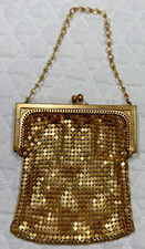 Metal Mesh 1920s VINTAGE Change Purse Metallic Gold Chain Petite Cocktail Bag