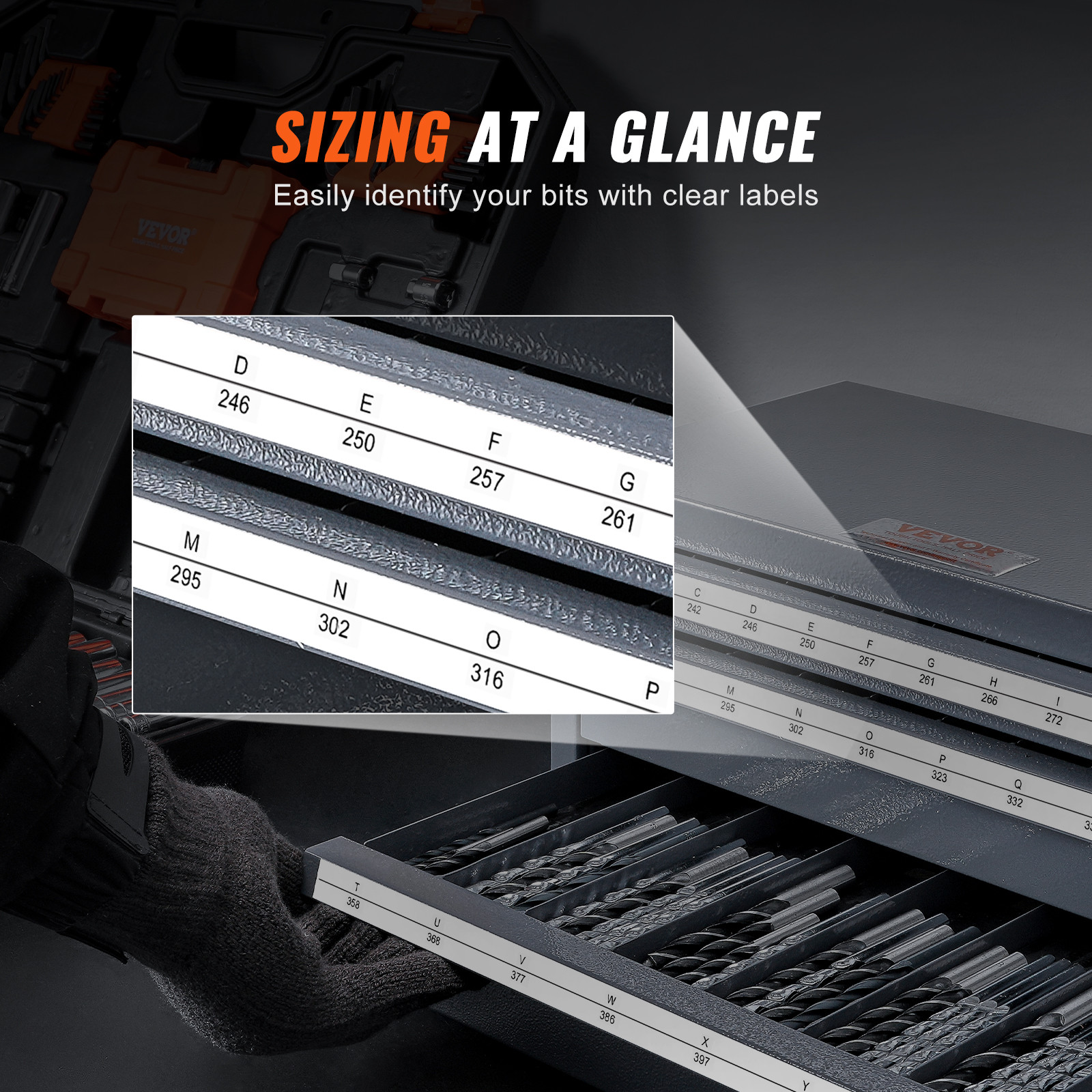 VEVOR Drill Bit Dispenser Organizer Cabinet Three-Drawer for A to Z Stackable