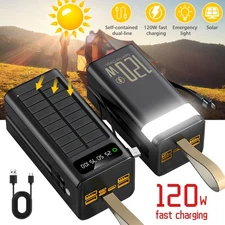 2025 Super 70000mAh 120W 4 USB Portable Charger Solar Power Bank for Cell Phone