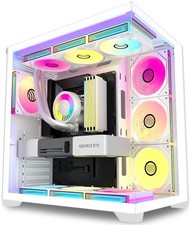 KEDIERS PC CASE 7 ARGB Fans Pre-Installed, Mid K4, White 7 PWM