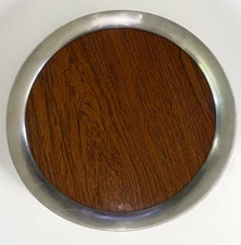 Vintage Kirk Stieff Pewter Tray Faux Wood Cocktail Serving Centerpiece MCM 12"