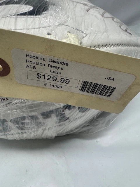 休斯顿德州人标志足球带亲笔签名 - Deandre Hopkins - JSA 格纹 — 第 4/4 张图片