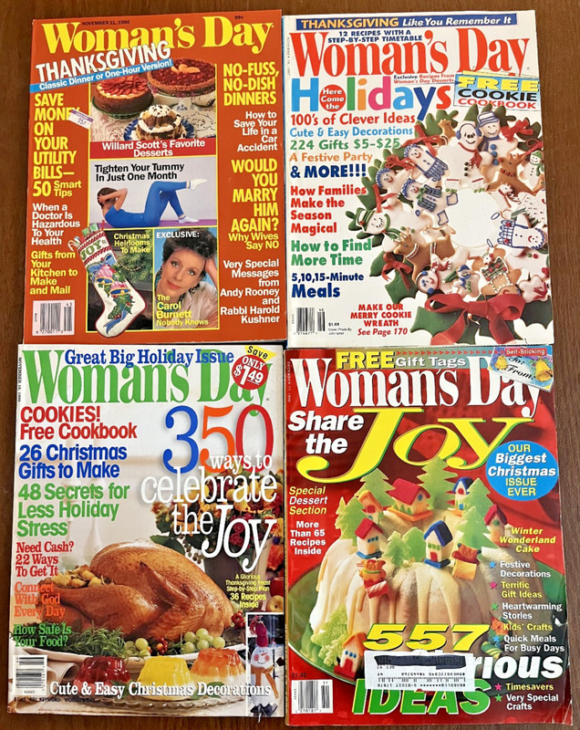 Woman's Day 1986-1999 Lot of 4 Christmas Thanksgiving Recipes Cookie Cookbook