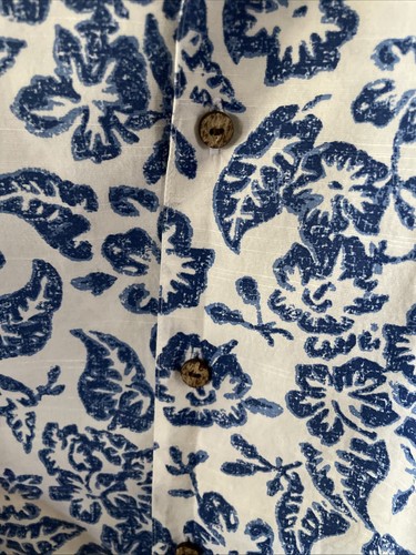 CREMIEUX CLASSICS MEN'S BUTTON DOWN SHORT SLEEVE SHIRT BLUE WHITE FLORAL SIZE XL - Picture 6 of 7