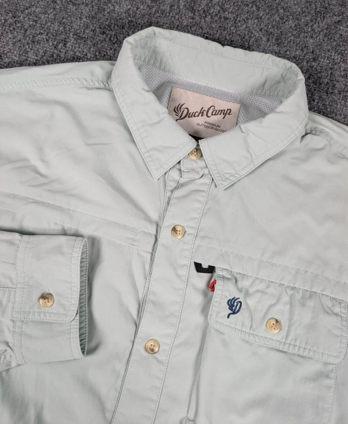Duck Camp Long Sleeve Vented Shirt Mens 3XL Light Green Hunting Magnetic Pockets