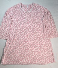 Aria Pink White Floral Soft Fleece Nightgown Buttons Long Sleeve Women's 2X