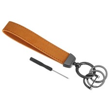 1 Pcs Leather Wristlet Keychain with Key Ring and D Ring Dark Brown/Brown
