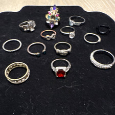 Mixed Lot 13 Women  s Fashion Rings Silver/Gold Multicolor Metal Crystal Stone