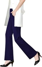 Pantaloni Eleganti Donna a Zampa Blu Navy Taglia S Lunghezza 74 cm con Tasche