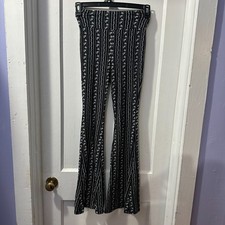 No Boundaries Black and White Patterned Flare Pants in S