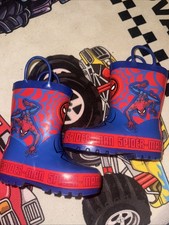 Marvel Spider-Man Boys Blue/Red Pull-On Mid-Calf Rain Boots US 5-6 EU 21-22