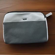 TUMI for Delta Grey Zip Pouch Toiletry Cosmetic Travel Bag Small