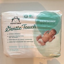 Mama Bear Gentle Touch Newborn Diapers Hypoallergenic Up to 10lbs 30 Pack 0.20 per diaper