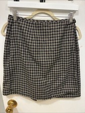 Classic Black and Cream Plaid A-Line Skirt Dark Academia Preppy