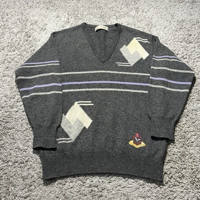 Vintage Lyle Scott Wool Golf Sweater Patch Pullover Mens Large 80s Retro