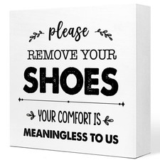 Please Remove Your Shoes Wooden Sign Desk Decor,Funny Rustic Humorous Wood Bl...