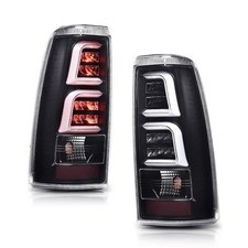 Led Tube Tail Lights For Silverado Sierra 99-06 Clear Lens Black Housing