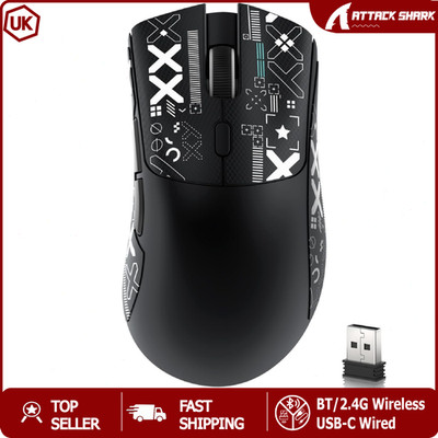ATTACK SHARK R1 Wireless Gaming Maus BT PAW3311 für PC MAC Laptor Smartphone